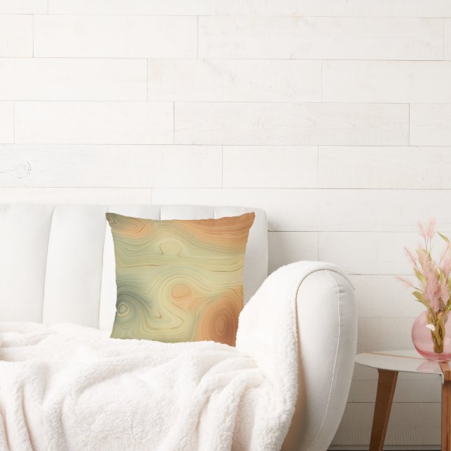 Golden Strata | Peach Burnt Orange Green Agate Cushion (Couch)