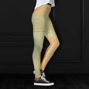 Golden Strata   Peach Burnt Orange Green Agate Leggings