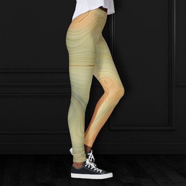 Golden Strata | Peach Burnt Orange Green Agate Leggings (Creator Uploaded)