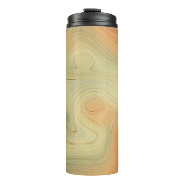 Golden Strata | Peach Burnt Orange Green Agate Thermal Tumbler (Front)