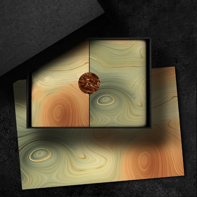Golden Strata | Peach Burnt Orange Green Agate Tissue Paper (Creator Uploaded)
