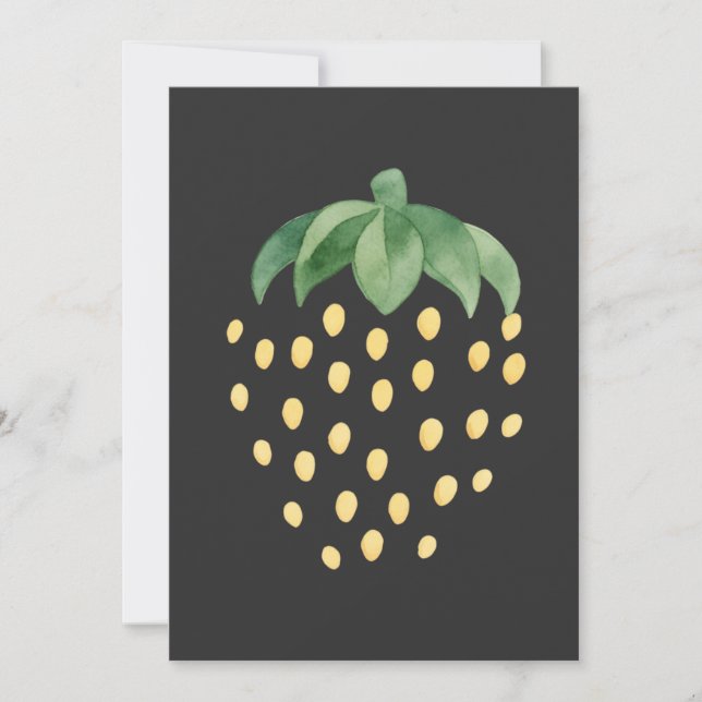 Golden Strawberry Pattern Invitation (Front)