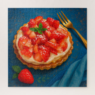 "Golden Strawberry Tart – Elegant Dessert Puzzle" Jigsaw Puzzle