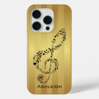Golden Stripes Black Treble Clef Music Notes