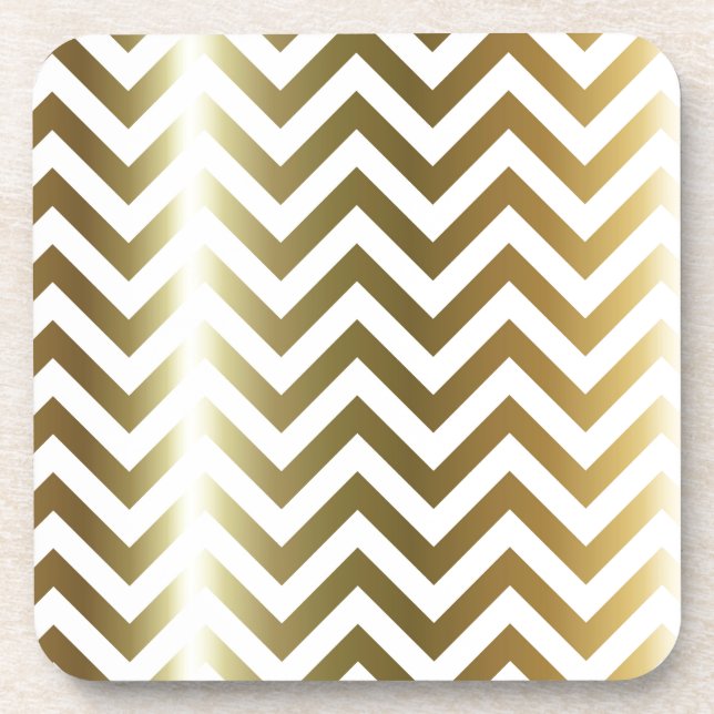 Golden Stripes Chevron Pattern Coaster (Front)