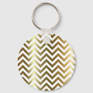 Golden Stripes Chevron Pattern Key Ring