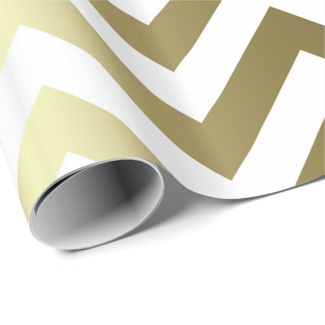 Golden Stripes Chevron Pattern Wrapping Paper (Roll Corner)