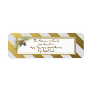Golden Stripes - Christmas Return Address Label