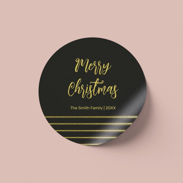 Golden stripes  classic round sticker (Creator Uploaded)