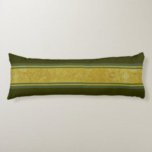 Golden Stripes dark green + your background colour Body Cushion