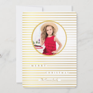 Golden Stripes Holiday Photo Card