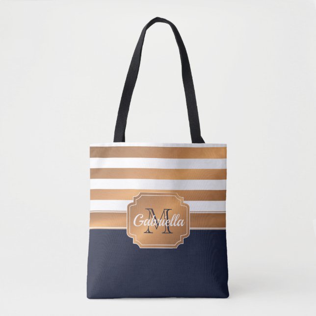 Golden Stripes Pattern Tote Bag (Front)
