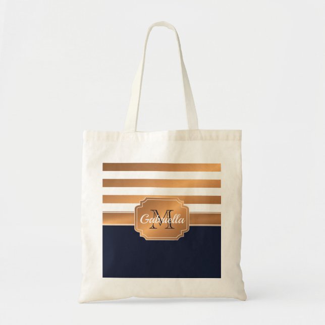 Golden Stripes Pattern Tote Bag (Front)