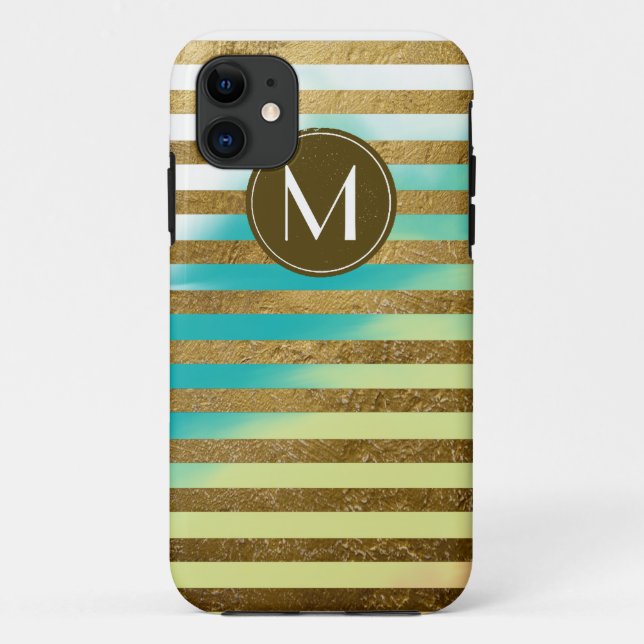 golden stripes personalised initial stylish Case-Mate iPhone case (Back)