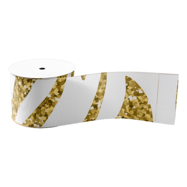 Golden stripes print, tiger stripes pattern grosgrain ribbon (Spool)