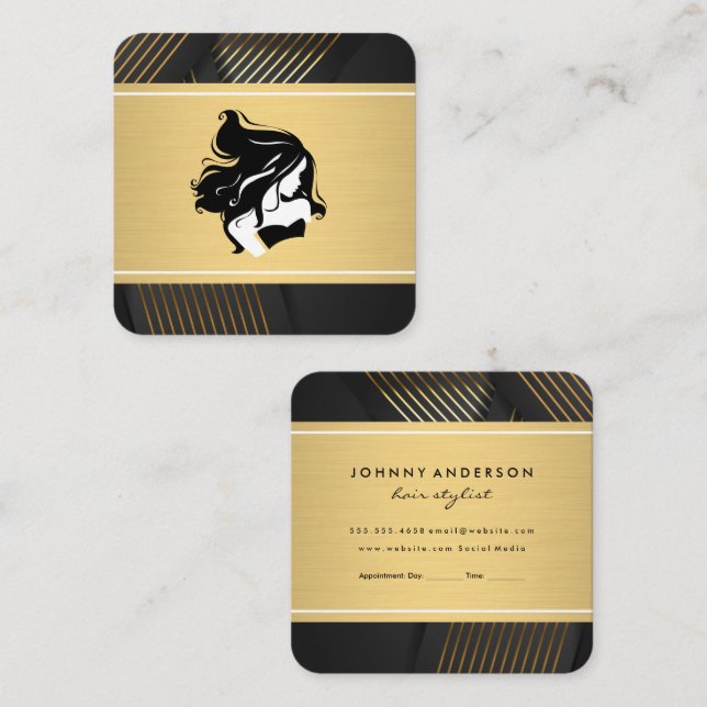 Golden Stripes |  Womens Beauty  Appointment Card (Front/Back)