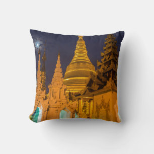 Golden Stupa And Temples Cushion
