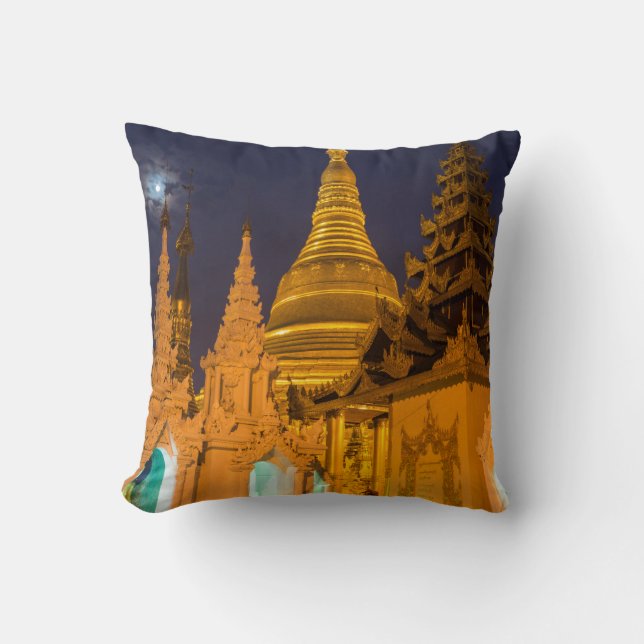 Golden Stupa And Temples Cushion (Front)