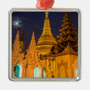 Golden Stupa And Temples Metal Ornament