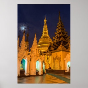 Golden Stupa And Temples Poster