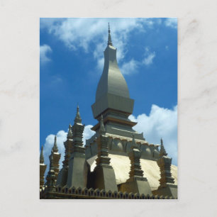 golden stupa top lao postcard