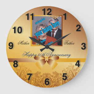 Golden Stylish 🕰️ 50th Anniversary Special Large Clock