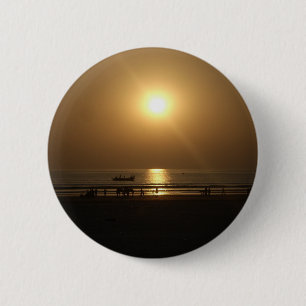 Golden Summer Sunset Reflection on the Beach 6 Cm Round Badge