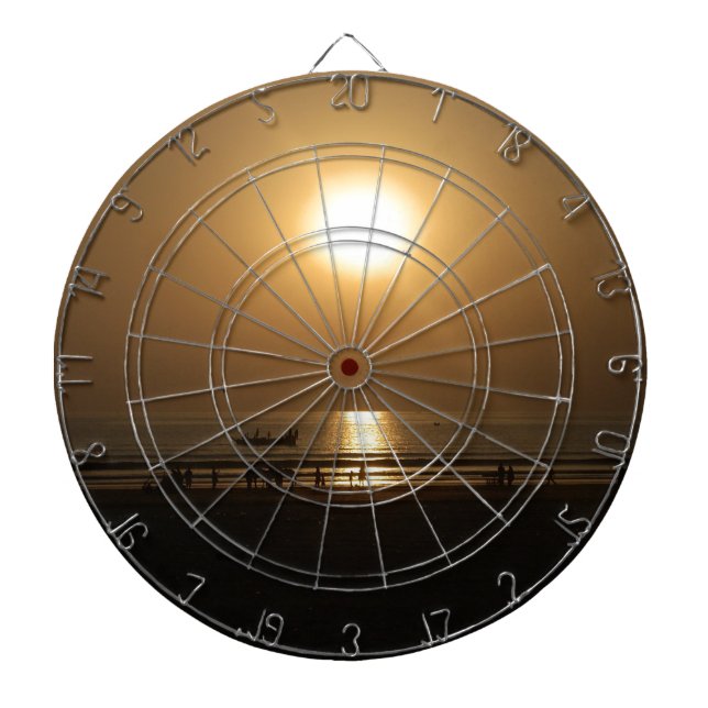 Golden Summer Sunset Reflection on the Beach Dartboard (Front)