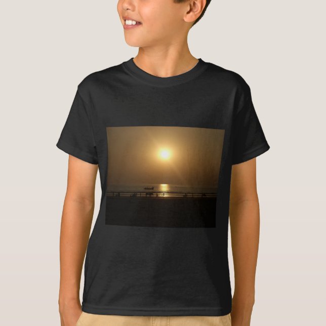 Golden Summer Sunset Reflection on the Beach T-Shirt (Front)