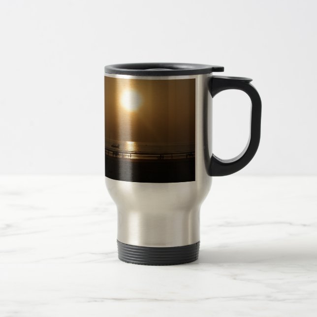 Golden Summer Sunset Reflection on the Beach Travel Mug (Right)