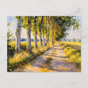 Golden Summer Tree Alley Holiday Postcard