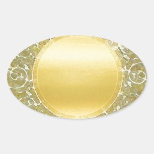 Golden Sun Background Oval Sticker