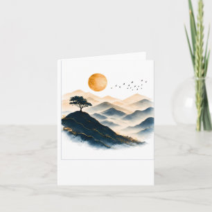 Golden Sun Mountains Landscape Holiday Seasonal Card