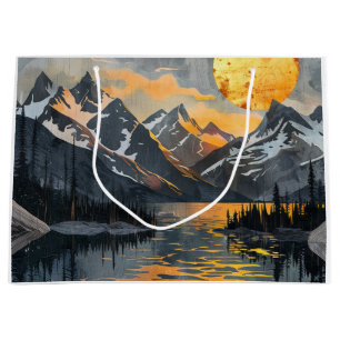 Golden Sun Over Snowy Mountains – Boho Wilderness Large Gift Bag