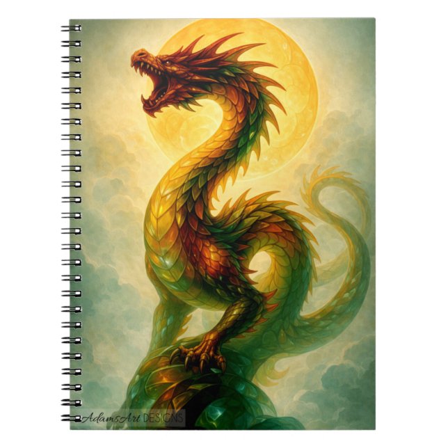 Golden Sun Serpent Dragon Fantasy Art Notebook (Front)