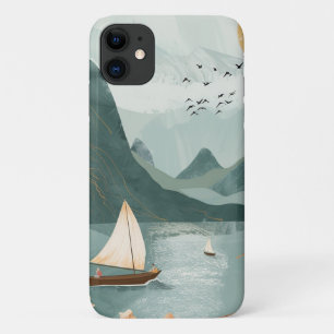 Golden Sun Teal Lake Romantic Mountain Escape iPhone 11 Case