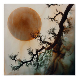 Golden Sun Through Gnarled Wood Double Exposure Poster