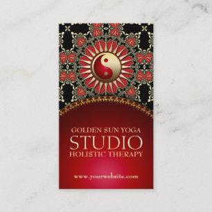 Golden Sun Yoga Reiki Balance Red Gold Black Business Card