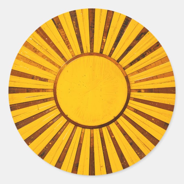 Golden Sunburst Classic Round Sticker (Front)