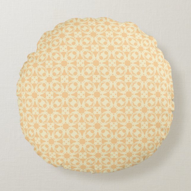 Golden Sunburst Geometric Round Pillow (Front)