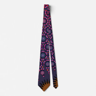 Golden Sunburst tipped geometric dark magenta Tie