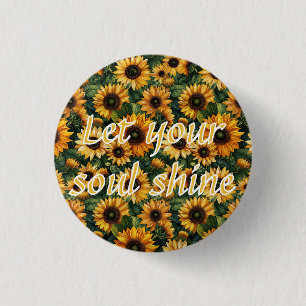 Golden Sunflower Bliss 3 Cm Round Badge