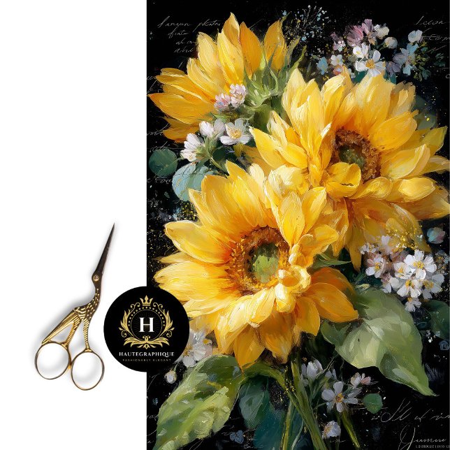 Golden Sunflower Bouquet Decoupage Tissue Paper (Frame Panels for Gallery-Worthy Botanical Art)