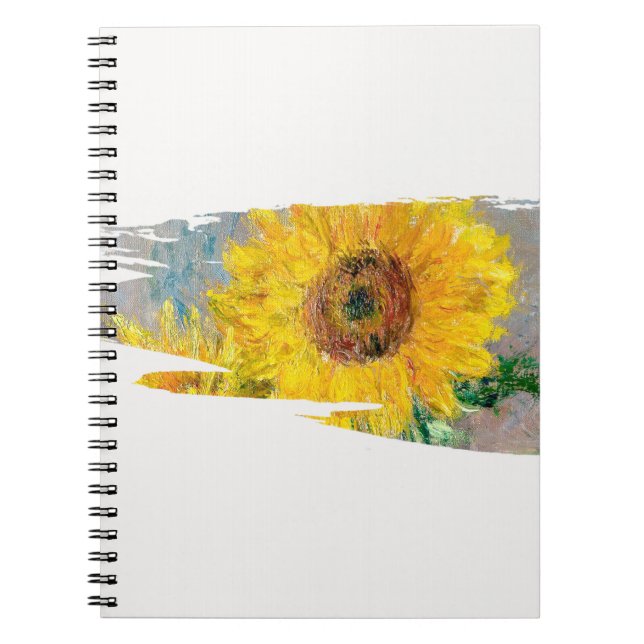 Golden Sunflower Brushstroke Art Notebook (Front)