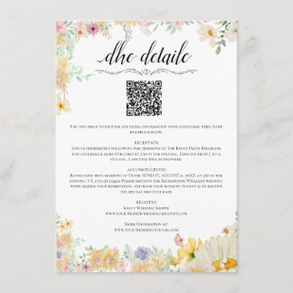 Golden Sunflower butterfly Meadow Wedding QR Enclosure Card
