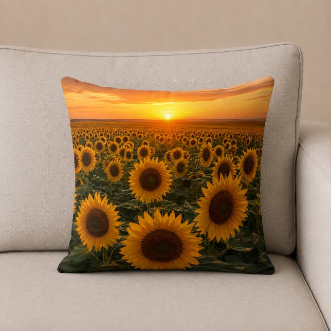 Golden Sunflower Field at Sunset Cushion (Creator Uploaded)