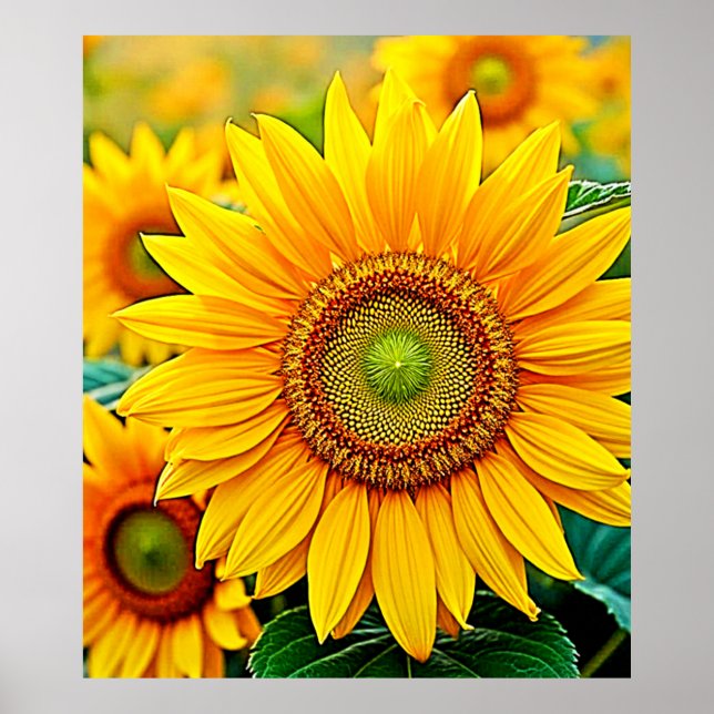 Golden Sunflower Field Serenity Design Poster (Front)