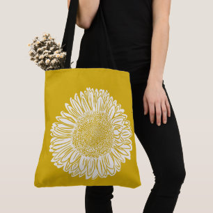 Golden Sunflower – Floral Design Custom Background Tote Bag