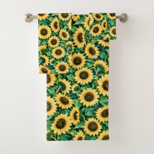 Golden Sunflower Garden Bath Towel Set