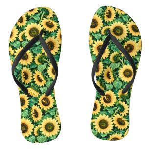 Golden Sunflower Garden Thongs